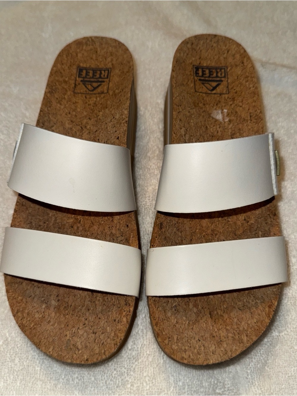 Reef Women's Double Strap Cork Slide Sandals in White